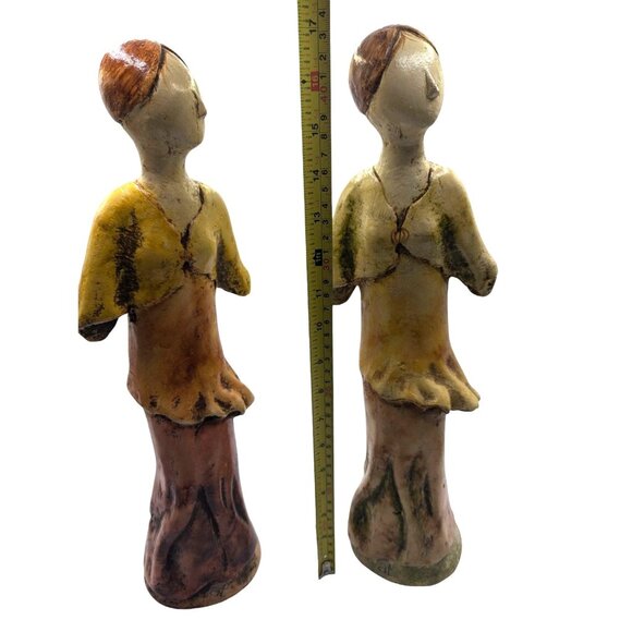Vintage Ceramic Figurines Sculptures Hand made and signed by AT 17" Tall - Picture 6 of 15